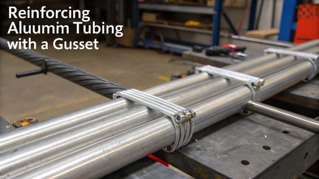 A tube with a welded-on gusset plate, showing a clear reinforcement point.